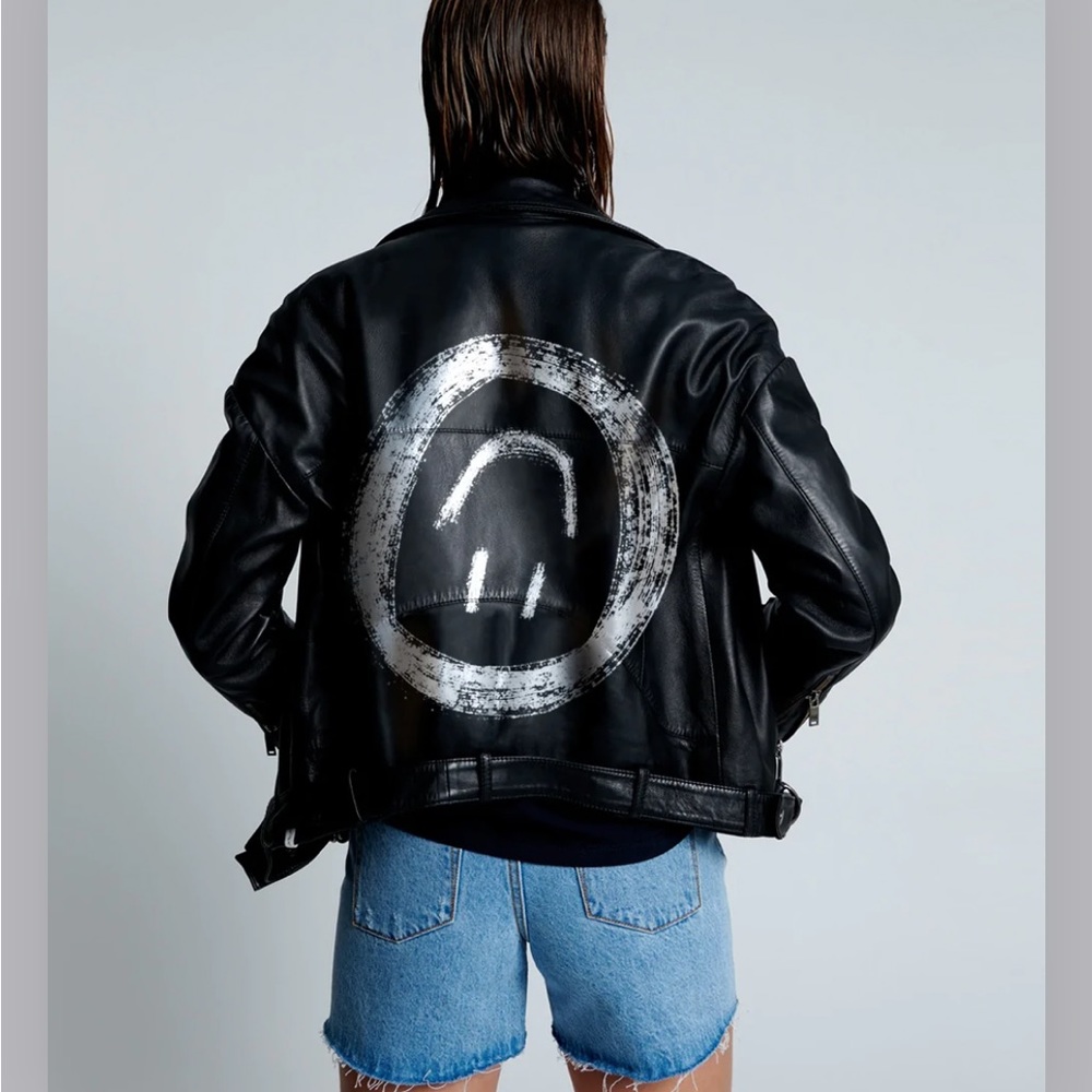 📌 Rare NWT One Teaspoon Smiley Leather Jacket